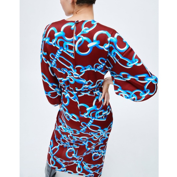ZARA |CHAINS PRINTED MIDI DRESS L - Picture 6 of 10